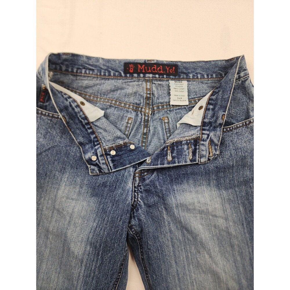 Vintage Mudd Jeans Womens Juniors 9 Blue Flare Denim Jean Y2K Bell bottoms 29x31 - Picture 3 of 8